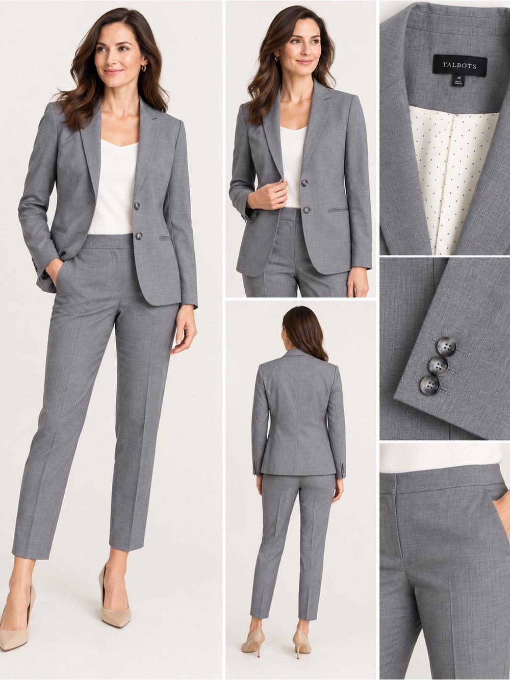 Talbots Gray Wool Blend 2-Piece Blazer & Pants Suit NWOT